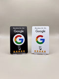 Tarjeta NFC de reseñas de Google: cara negra y cara blanca